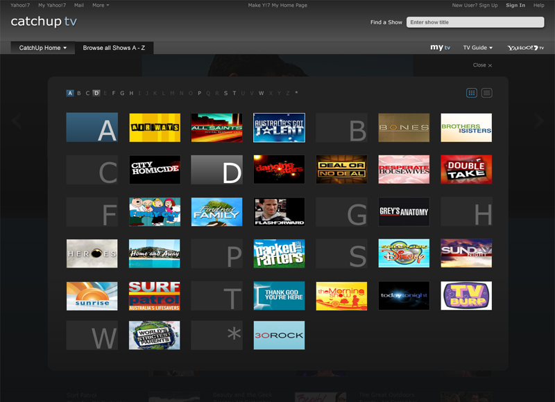 Plus7 Yahoo!7 TV - User experience design, Interaction design, Visual design