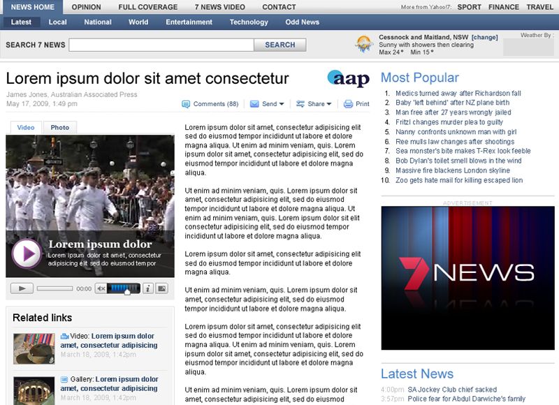 7 News - User experience design, Interaction design, Visual design