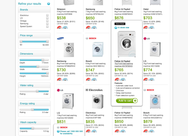 Appliances Online - User experience design, Interaction design, Visual design